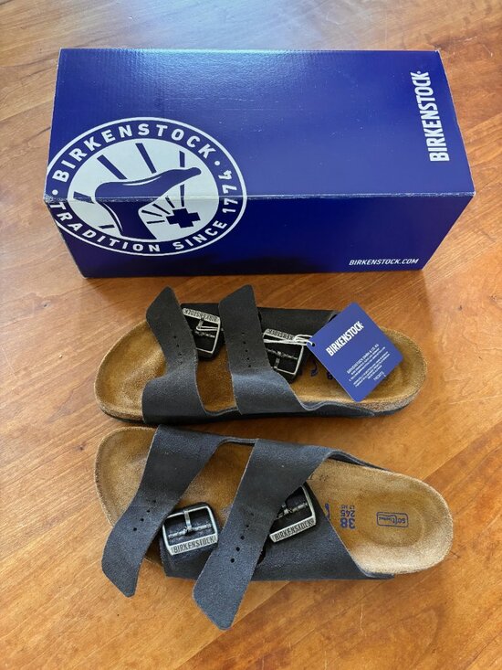 Birkenstock Shoes - Birkenstock Arizona Soft footbed Velvet Gray Size 38N